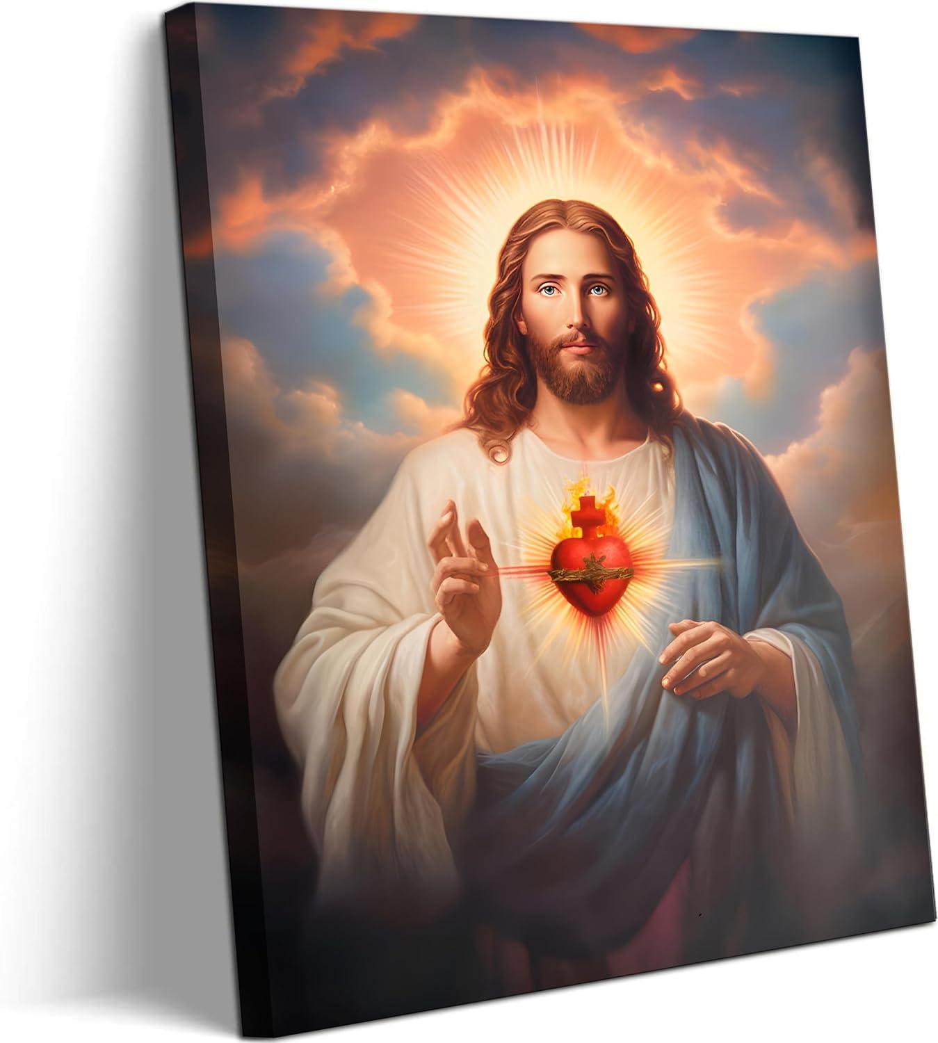 Sacred Heart of Jesus Religious Canvas Wall Art