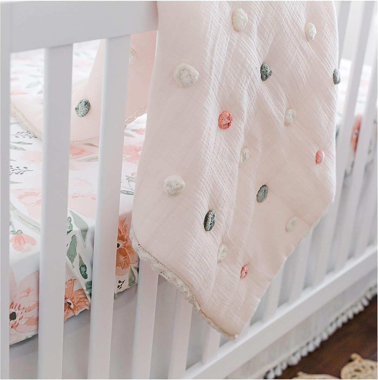 Pink Polka Dot 100% Cotton Baby Quilt for Baby Nursery by Parker