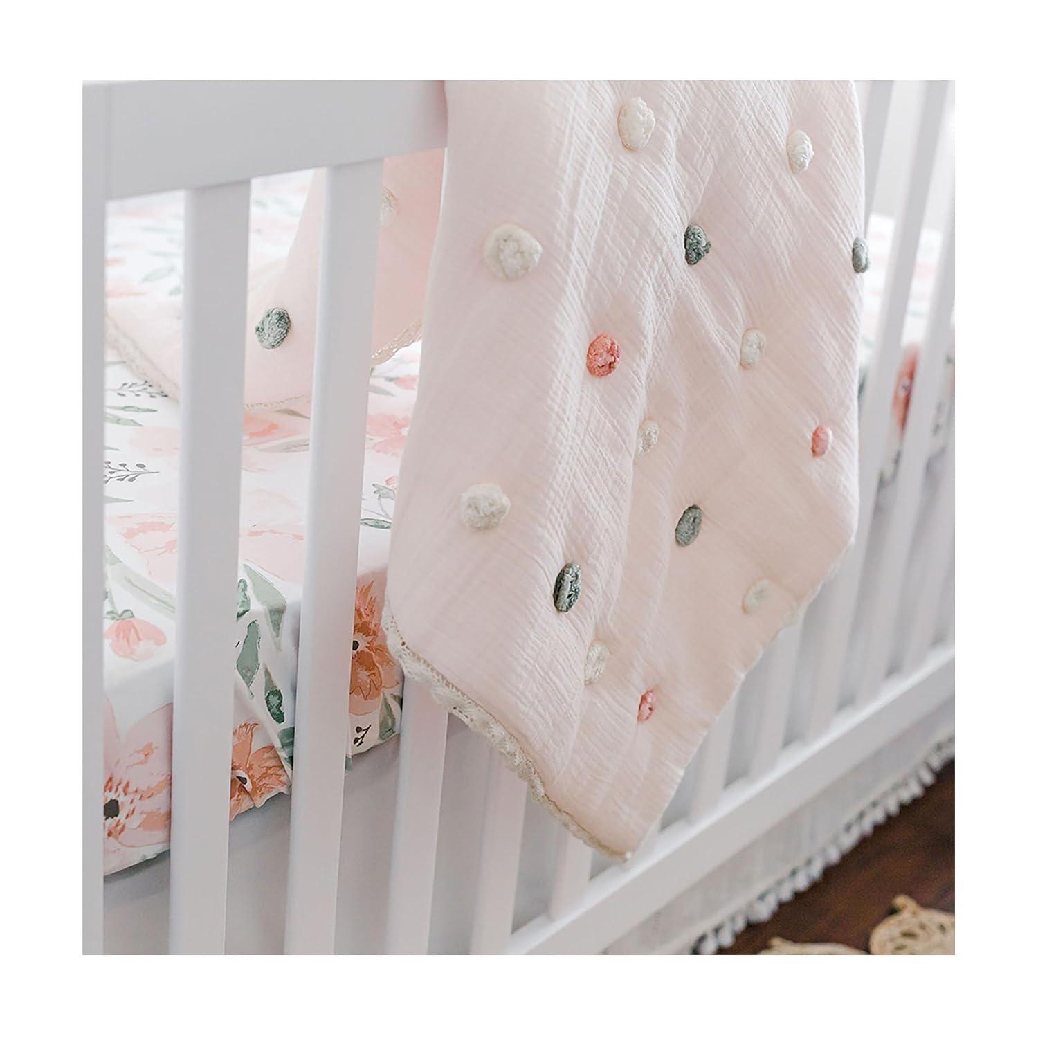 Pink Polka Dot 100% Cotton Baby Quilt for Baby Nursery by Parker