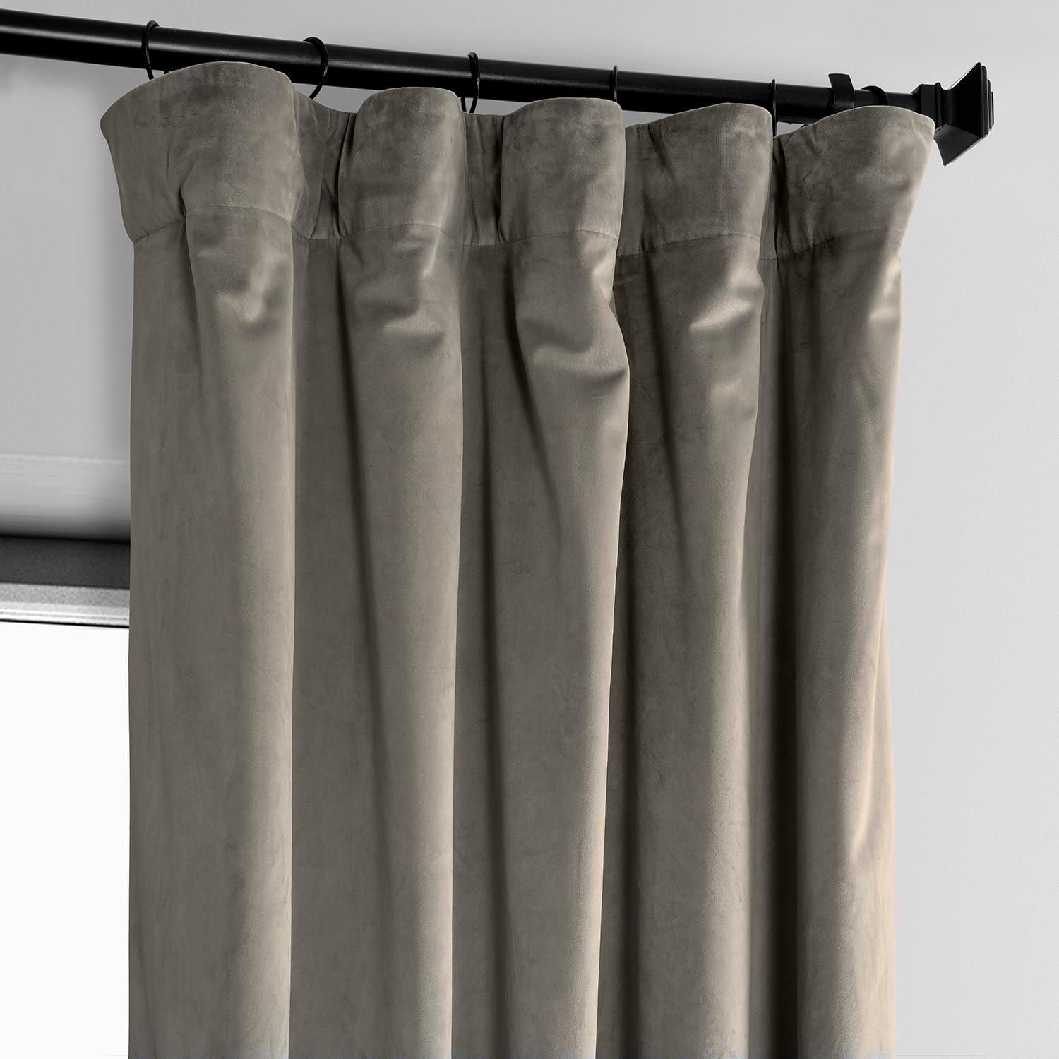 HPD Half Price Drapes Gallery Taupe Heritage Plush Velvet Room Darkening Curtains for Bedroom & Living Room Curtains (1 Panel), Window Curtains 84 inches long, Rod Pocket Curtains & Drapes,50W X 84L