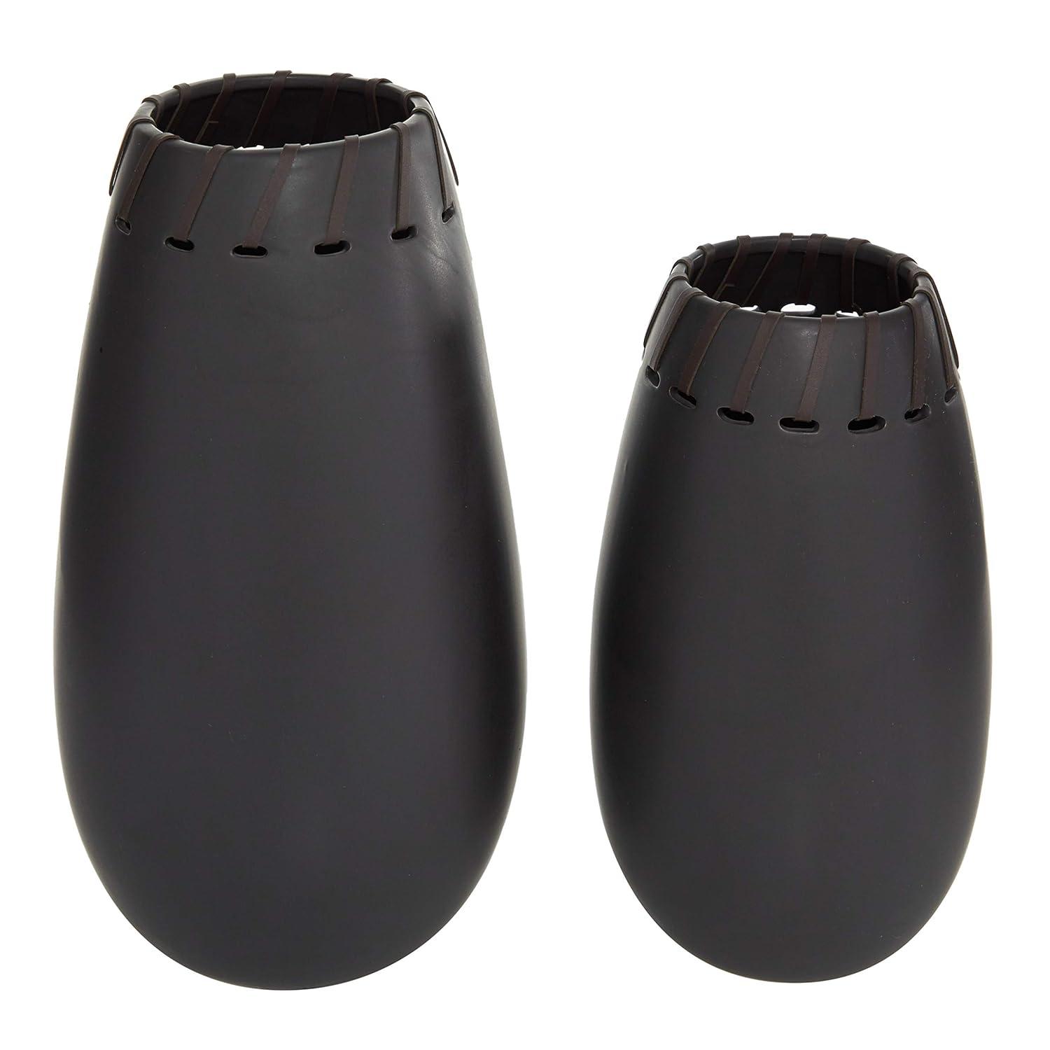 DecMode Modern Ceramic Tall White Decorative Vase with Vertical Groove Pattern 5"W x 19"H