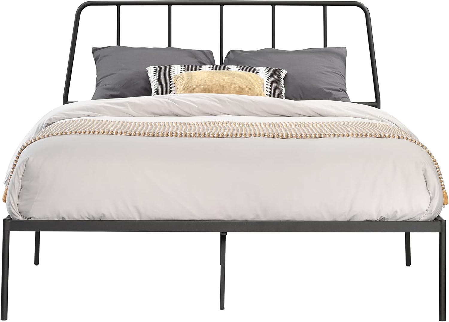 Harvey Park Black Metal Queen Platform Bed with Headboard