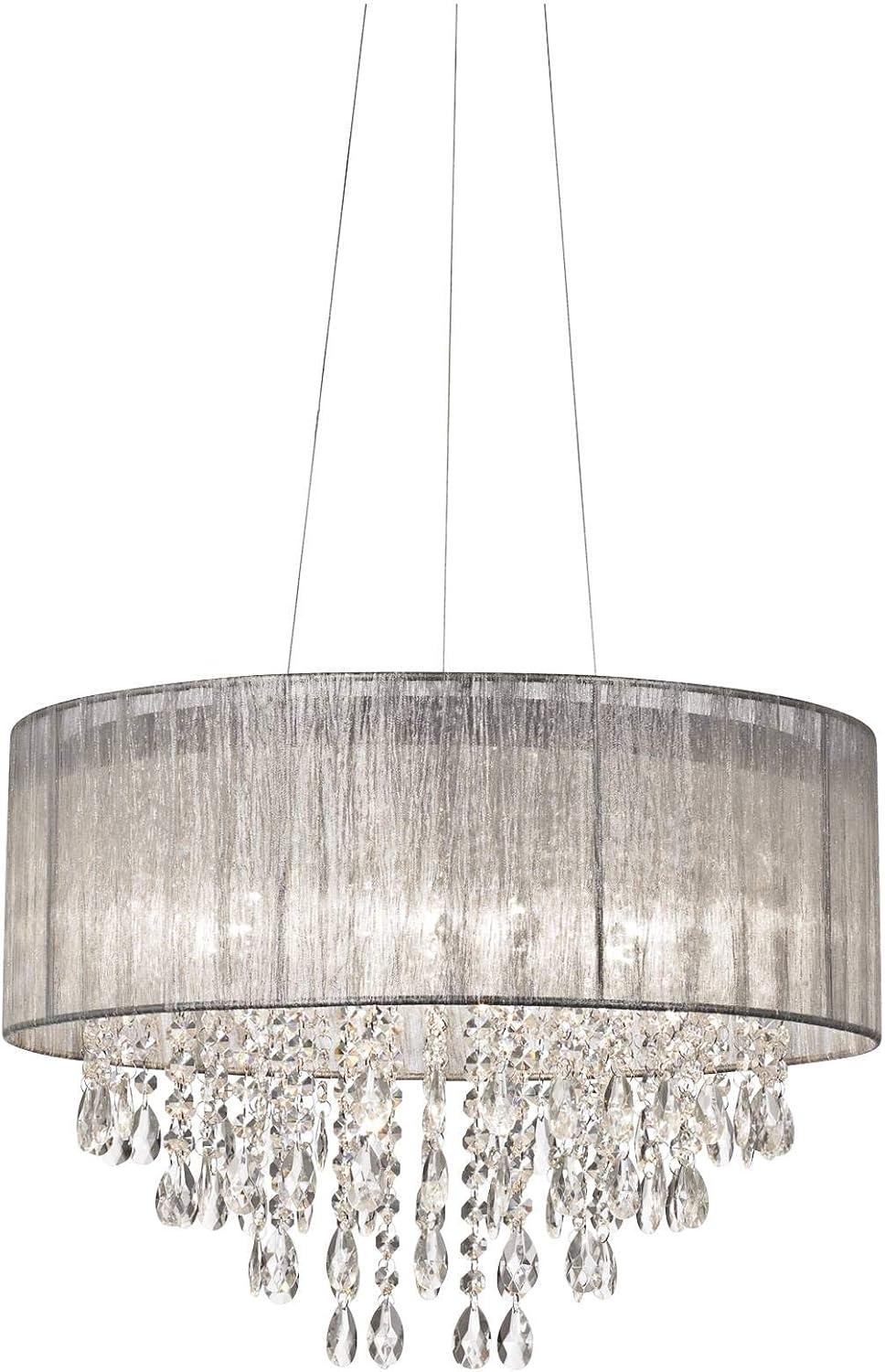 Jolie 20" Chrome Crystal Drum Shade Chandelier