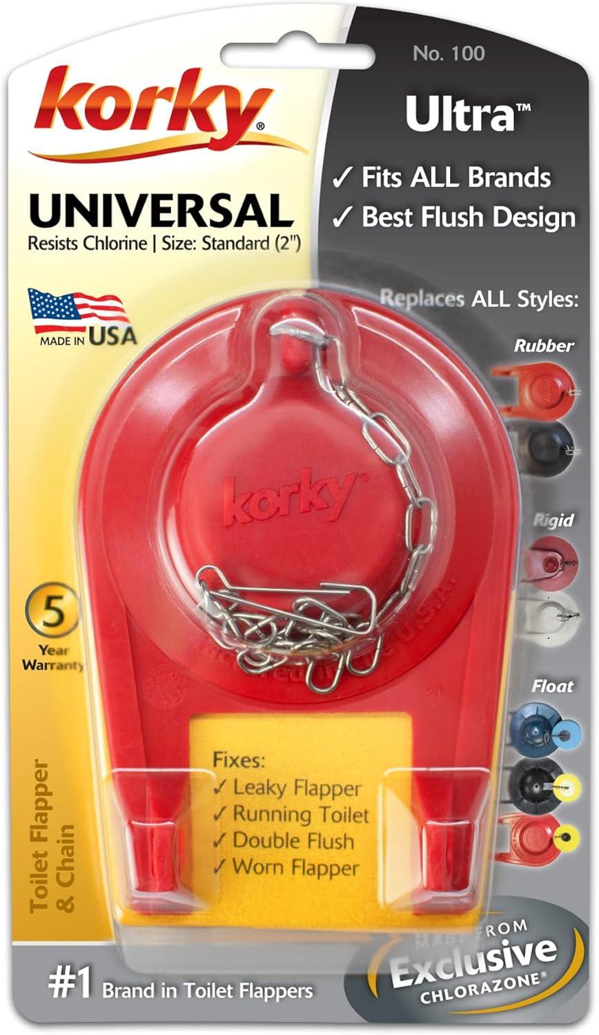 1 pc Korky Flapper and Chain Red Rubber For Universal