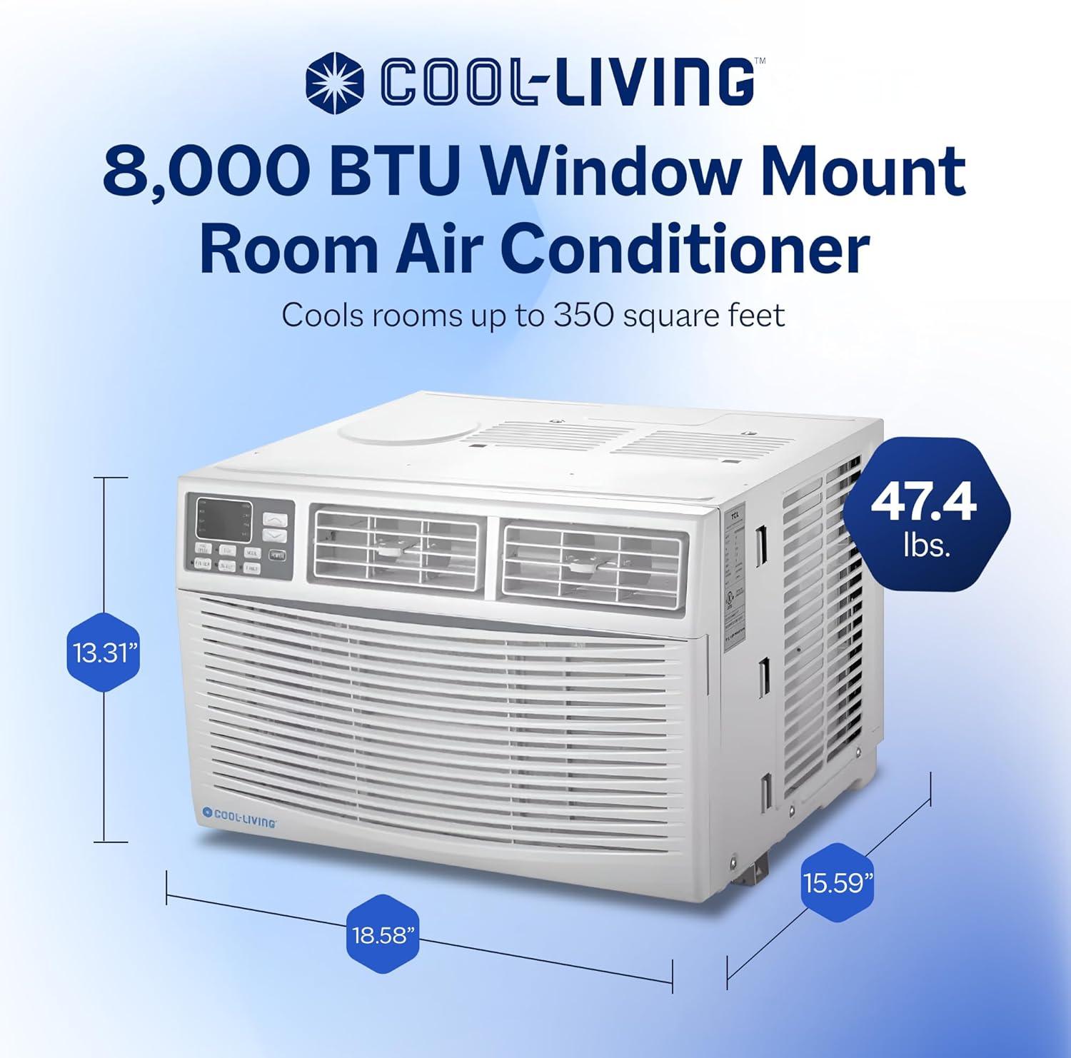 Cool-Living 8,000 BTU Window Mount Room Air Conditioner with Installation Kit