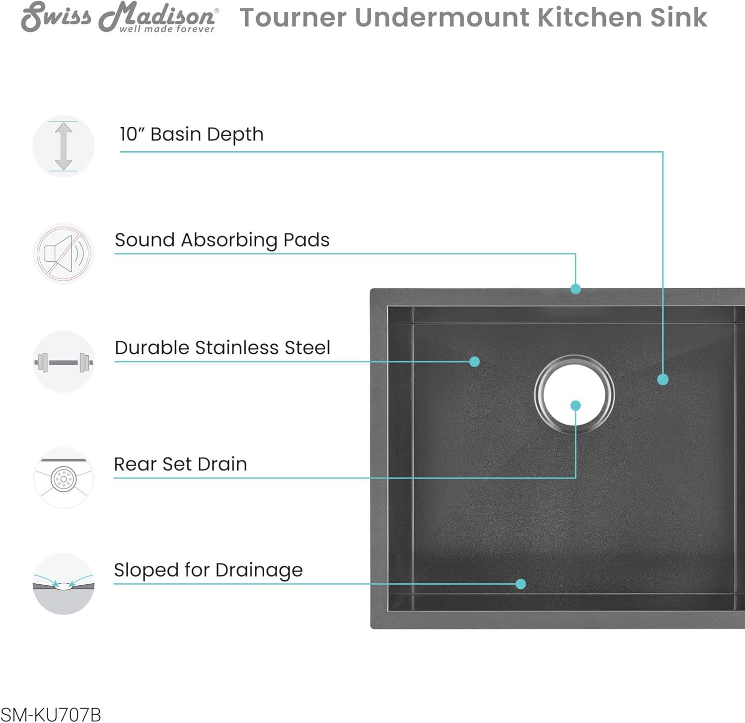 Tourner 21 x 18 Stainless Steel, Single Basin, Undermount Kitchen Sink