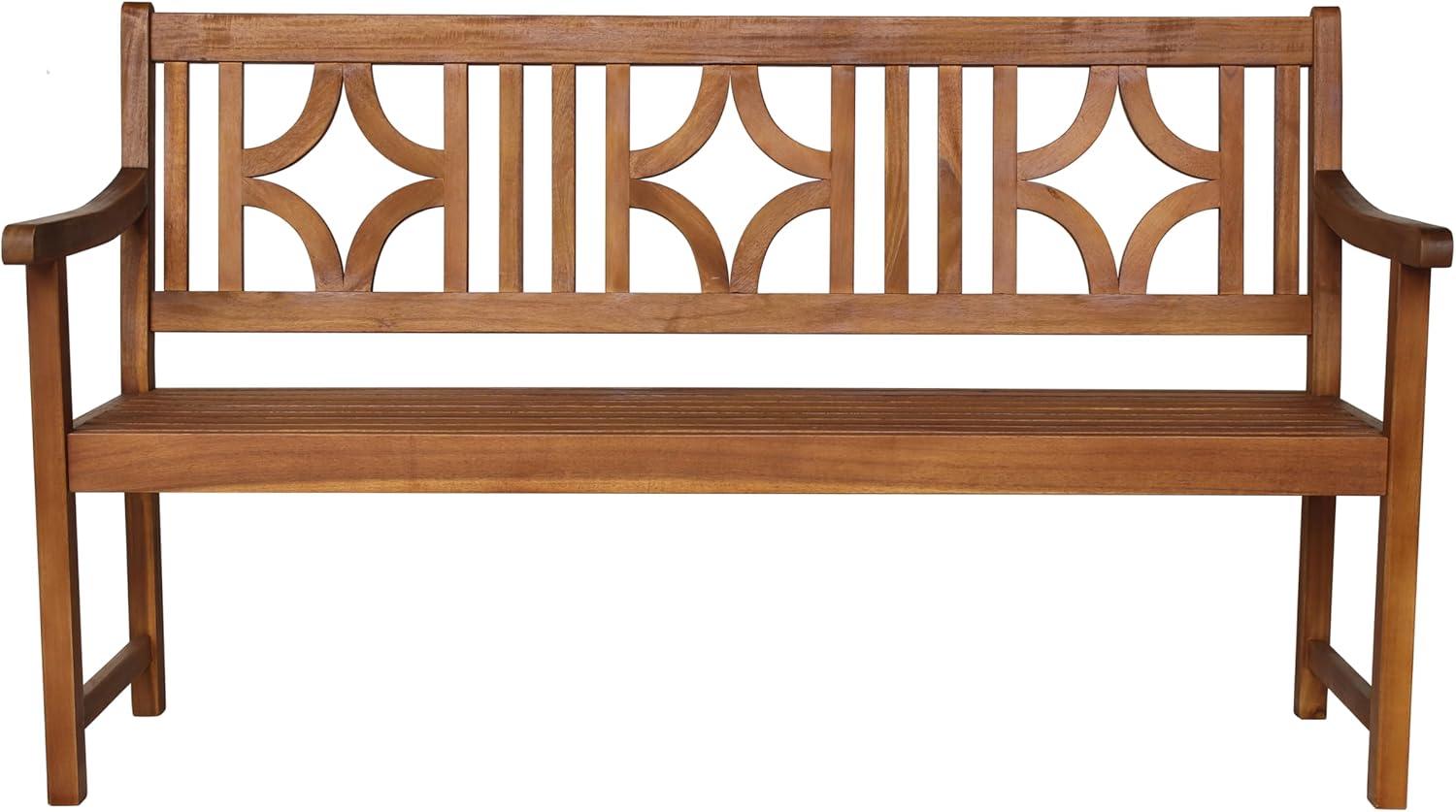 Sloane 3-Seat Ogee Diamond-Back Acacia Wood Outdoor Garden Patio Bench - JONATHAN Y