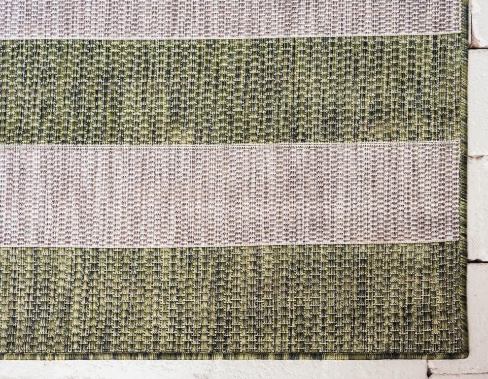 Unique Loom Outdoor Striped Distressed Stripe Striped Woven Area Rug