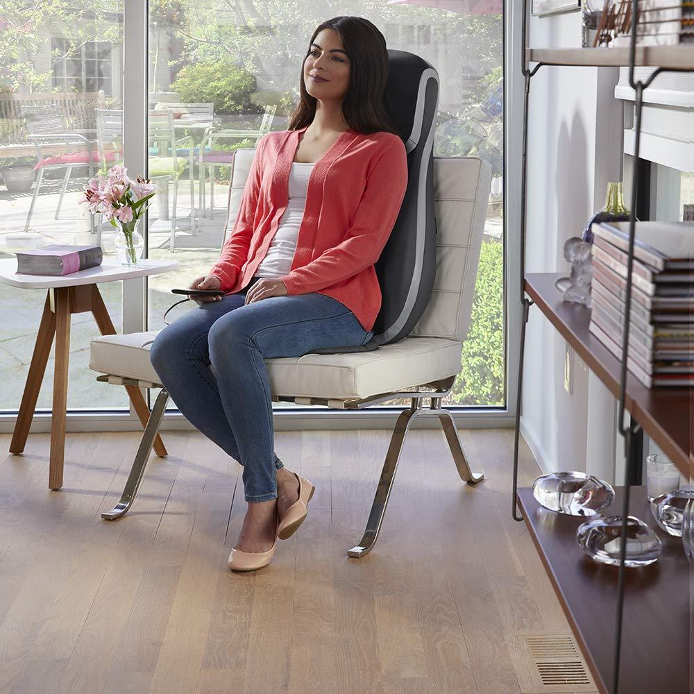 Homedics Shiatsu 3D Trutouch Massage Cushion for Neck & Back Soothing Heat, Shiatsu and Percussion, 3 Zones