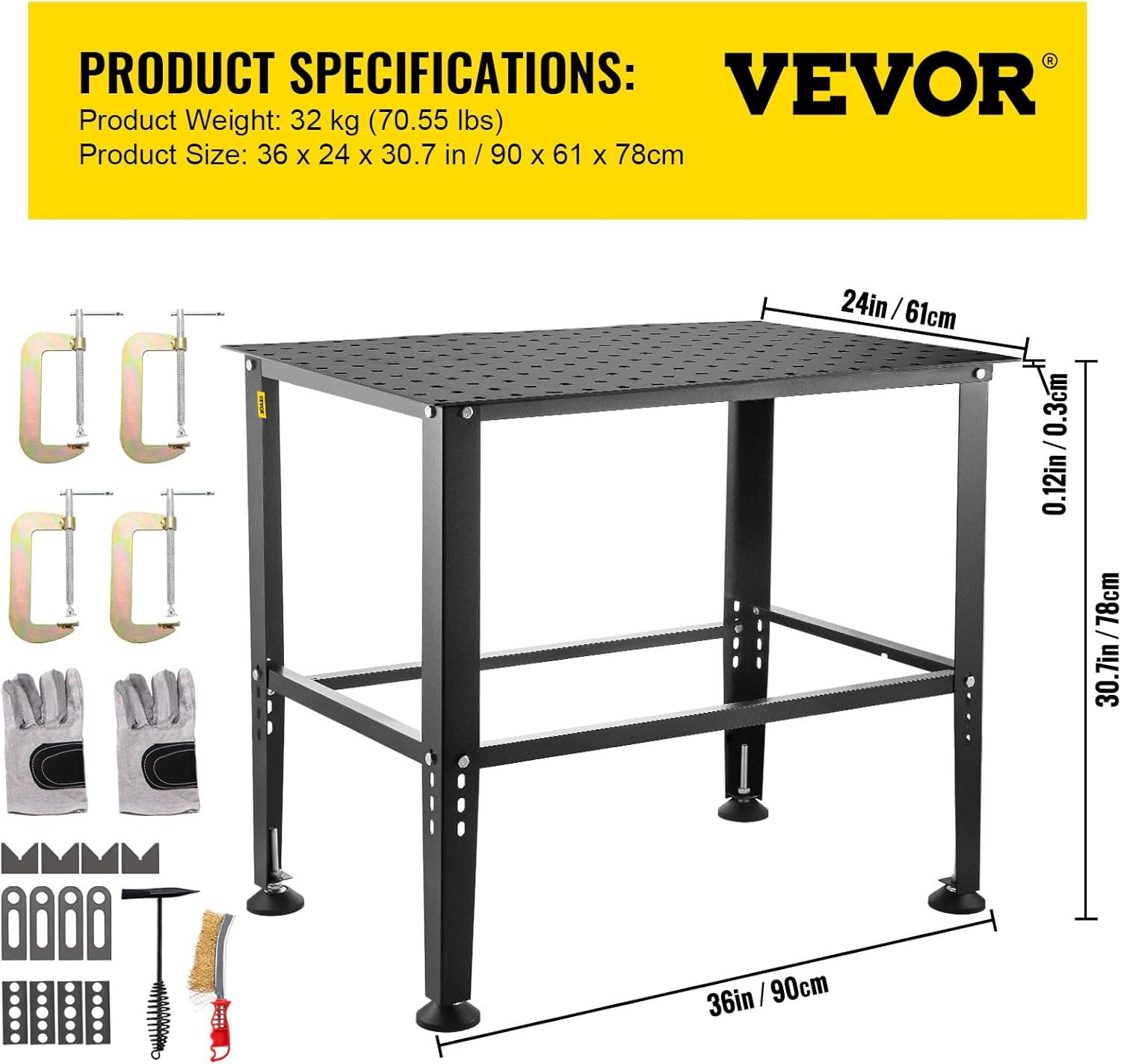 Adjustable Black Carbon Steel Welding Table with Accessories