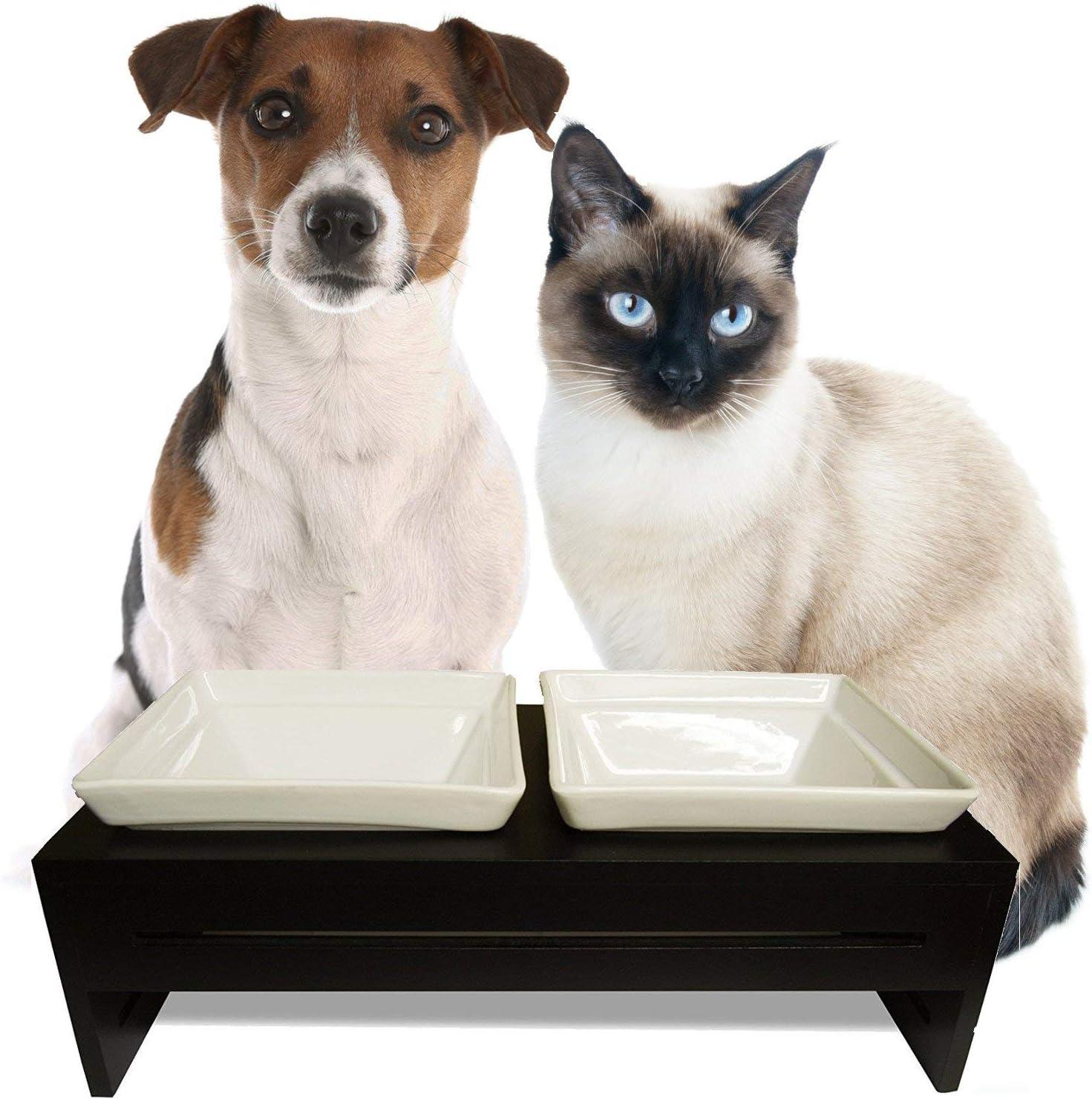 ProsperDog Elevated Dog Bowls Double Ceramic Raised Bowls. Small, Medium Dogs and most Cats