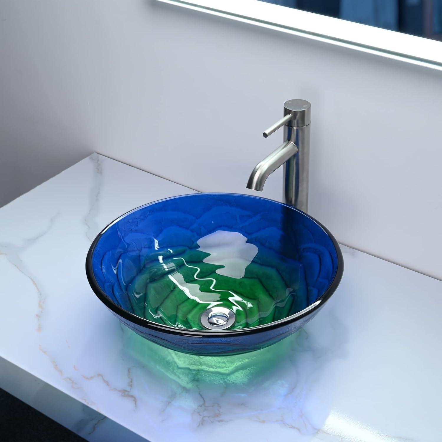 Tempered Glass Circular Vessel Bathroom Sink