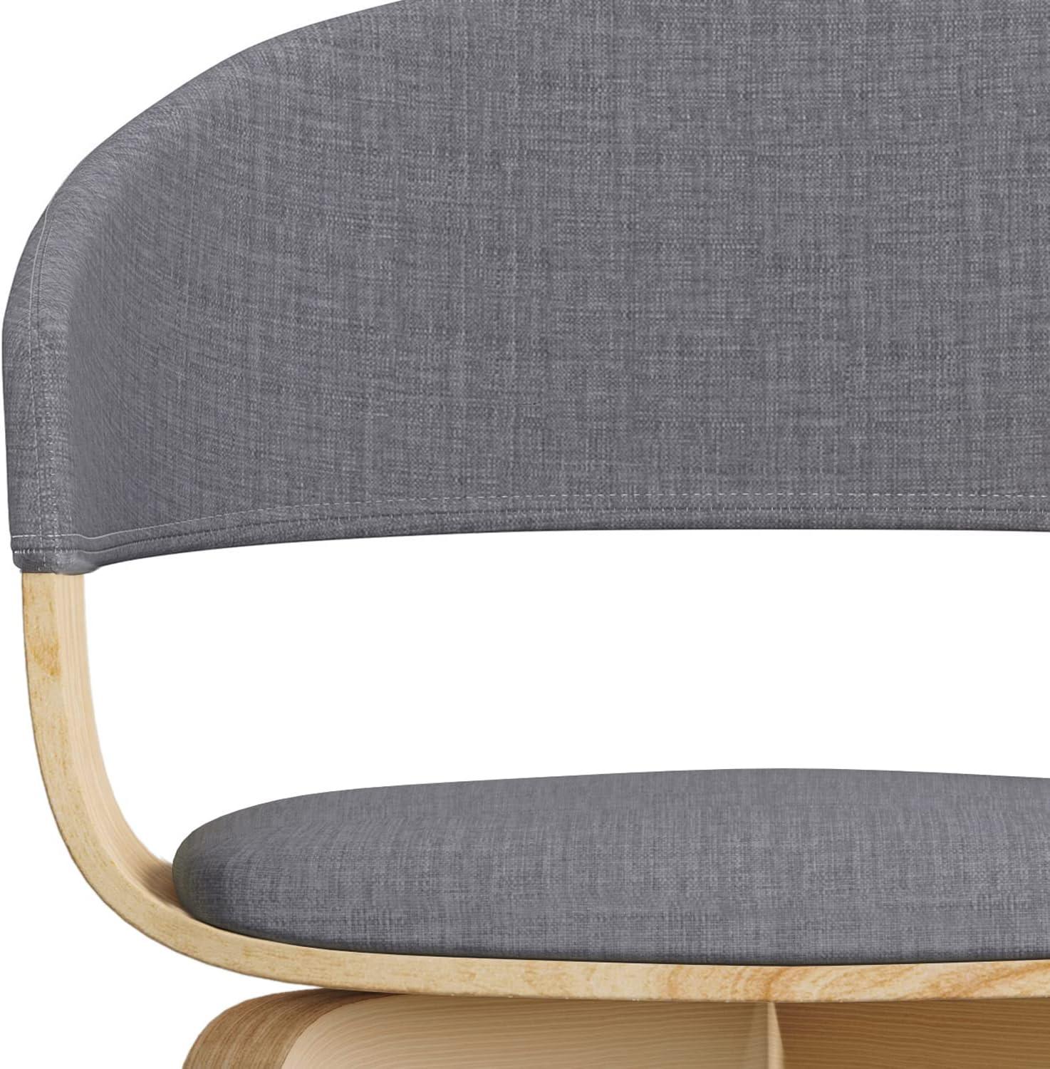 Lowell Bentwood Upholstered Dining Chair with Curved Backrest in Mid-Century Modern Style
