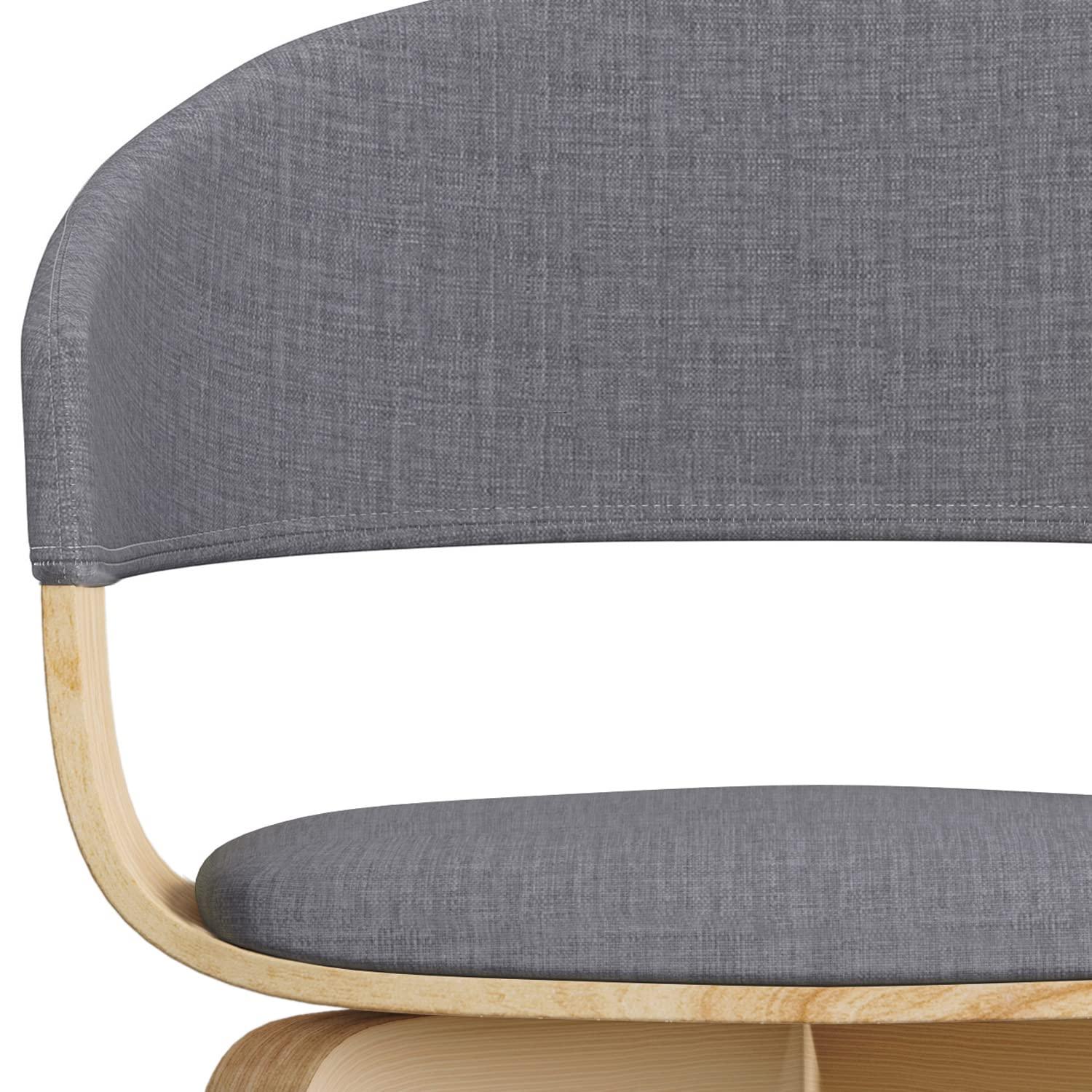 Lowell Bentwood Upholstered Dining Chair with Curved Backrest in Mid-Century Modern Style