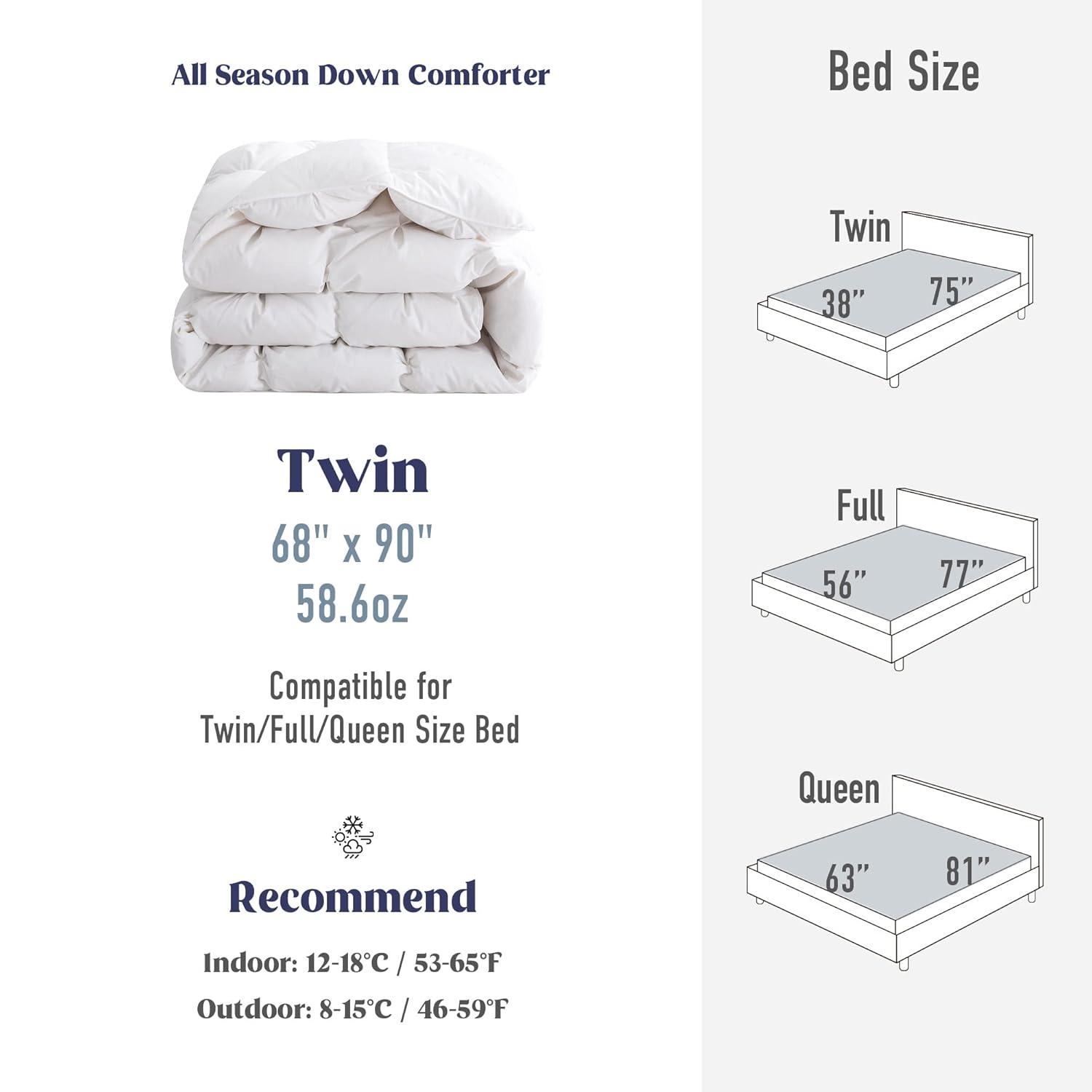 Peace Nest 600 Fill Power Goose Down and Feather All Season Comforter Duvet Insert