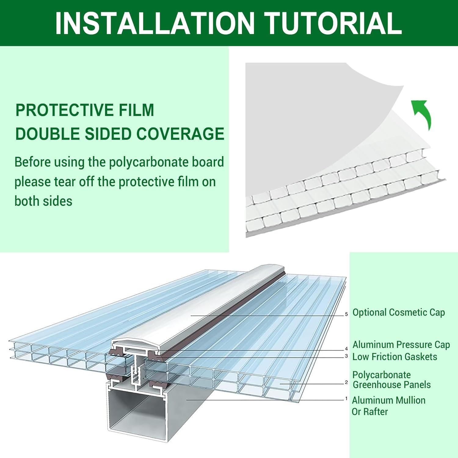 Clear Twin-Wall Polycarbonate Outdoor Greenhouse Panels Set