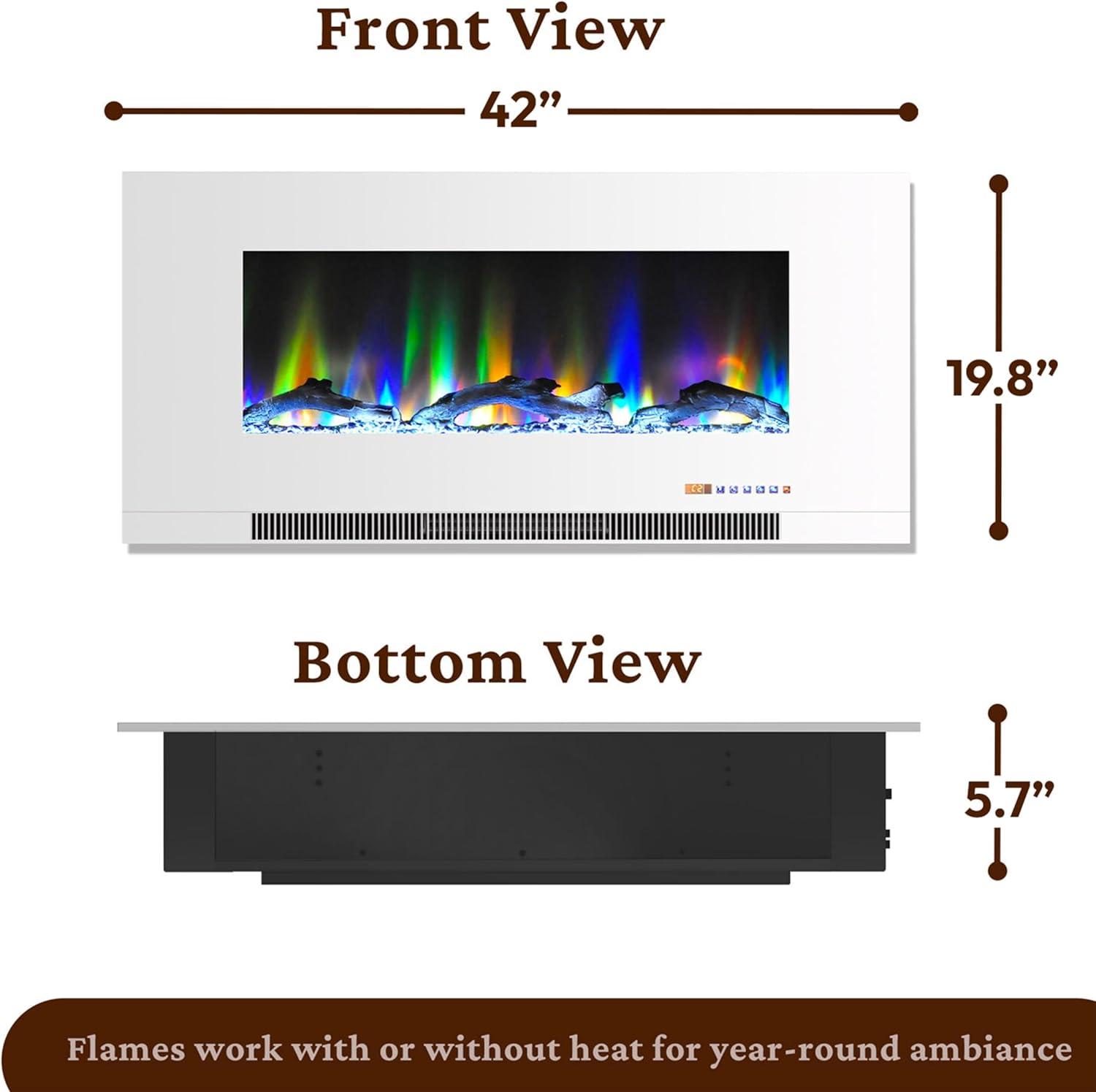 Cambridge Cambridge Wall Mount Electric Fireplace Heater with Remote Control for Indoor Use in Living Room, Bedroom, Home Office