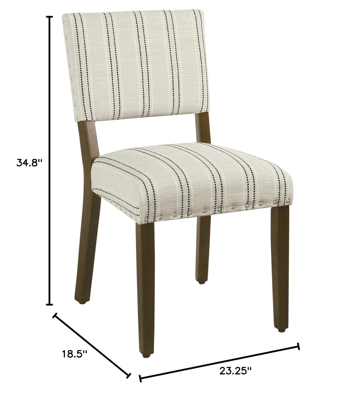 Set of 2 Stripe Dining Chairs Black/White - HomePop: Nailhead Trim, Rubberwood Legs, Polyester Upholstery