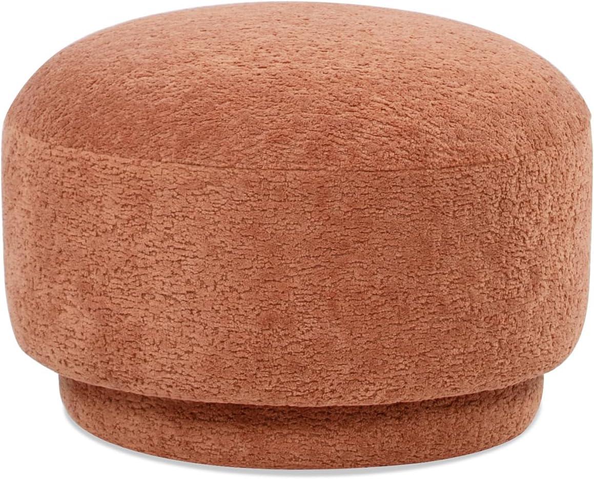 Jennifer Taylor Home Fuji 15" Mushroom Footstool Ottoman, Spice Orange Fleeced Teddy