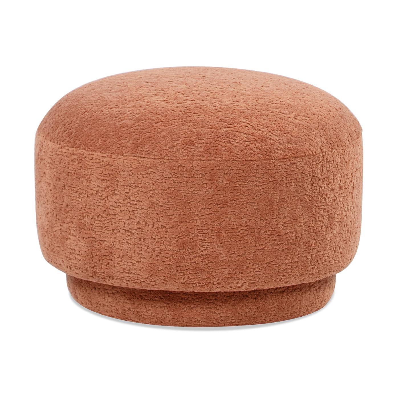 Jennifer Taylor Home Fuji 15" Mushroom Footstool Ottoman, Spice Orange Fleeced Teddy