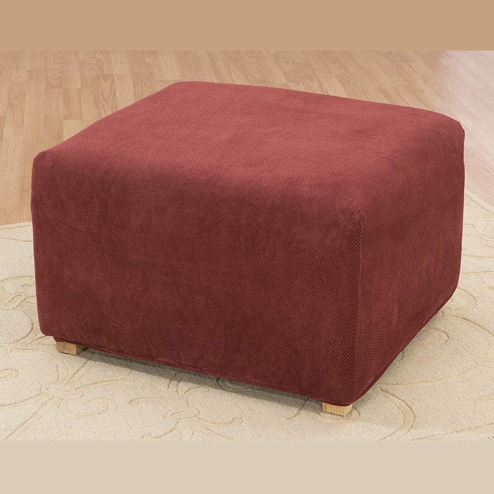 Stretch Pique Box Cushion Ottoman Slipcover