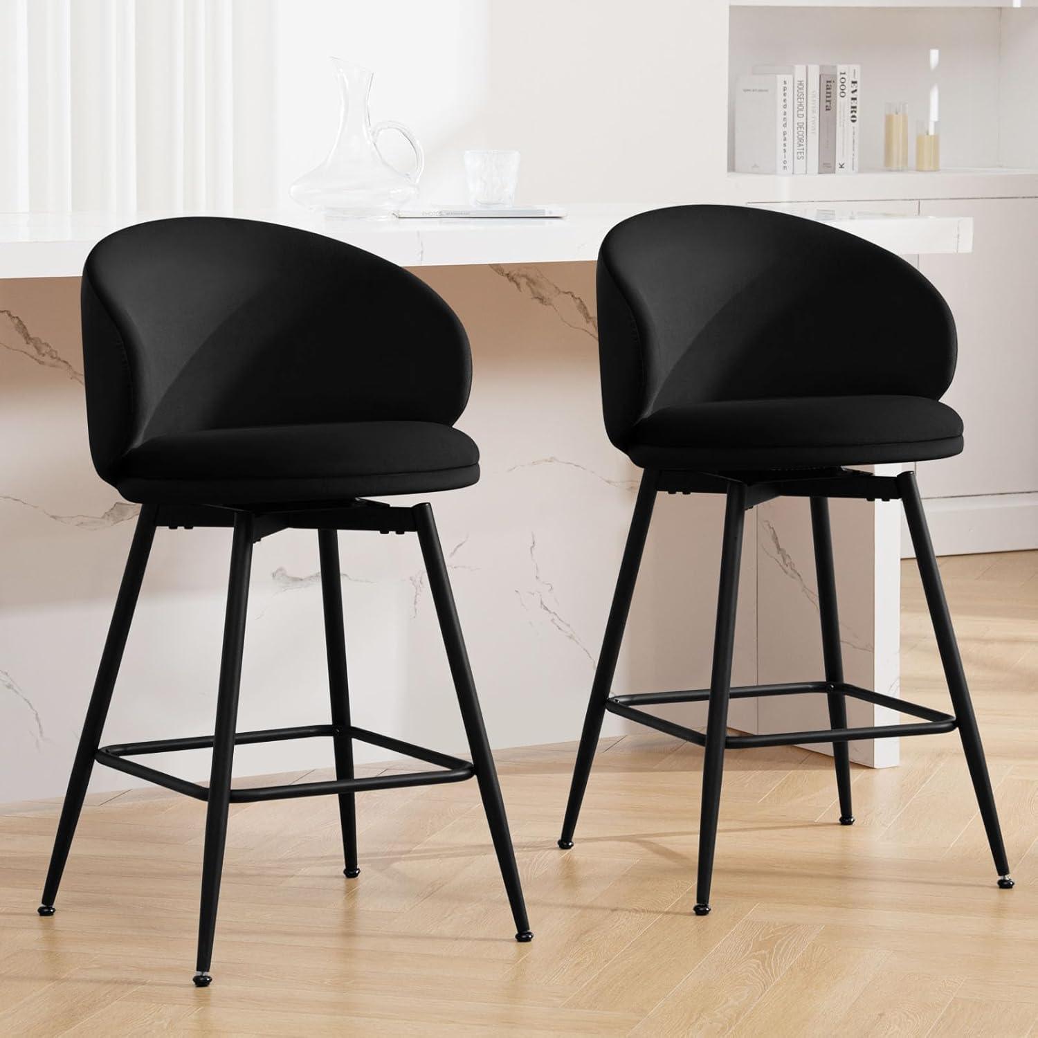 Corrigan Studio® Swivel Upholstered Counter Height Bar Stools (Set of 2)