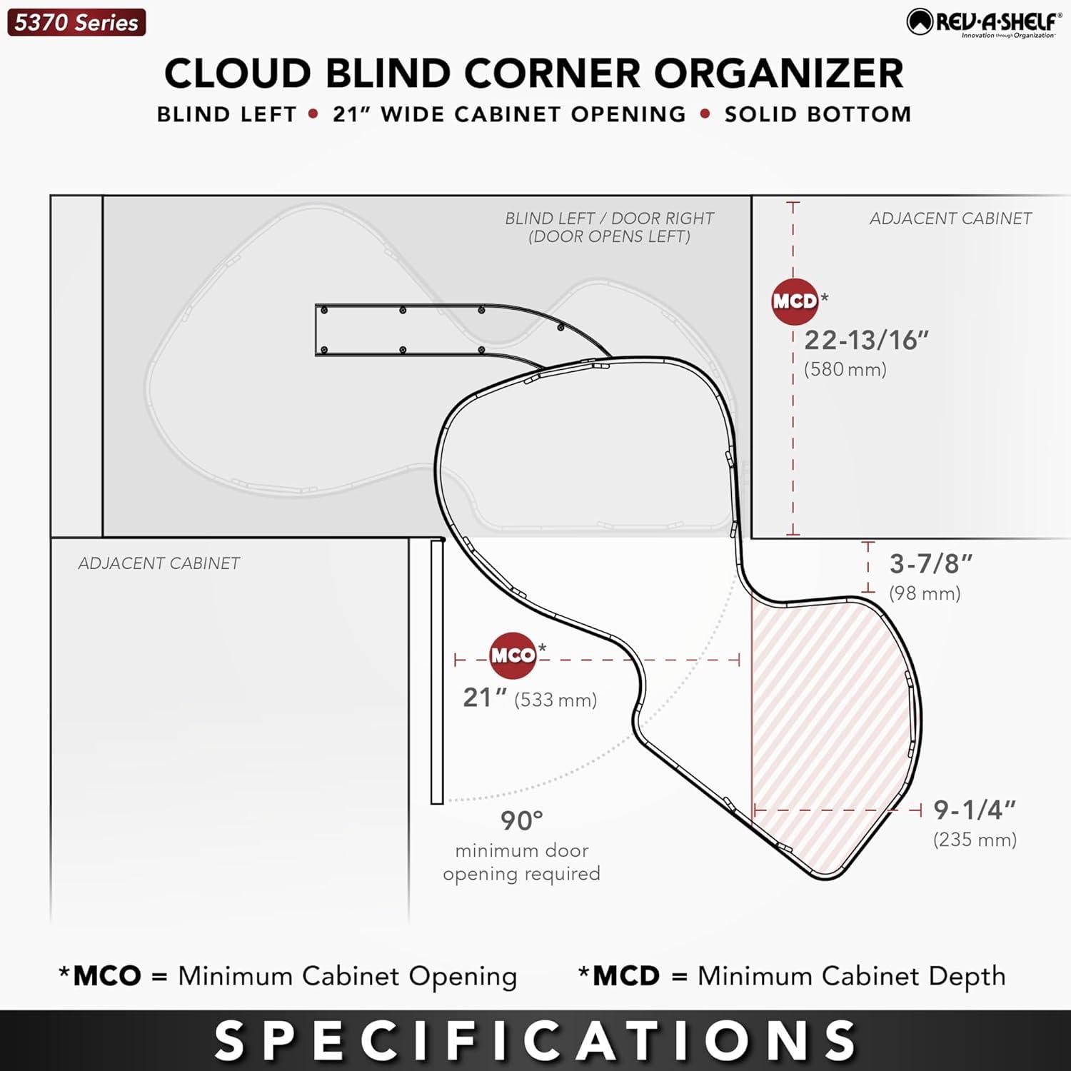 Rev-A-Shelf Rev-A-Shelf Contemporary Cloud Blind Corner Organizer for Blind Left Cabinet