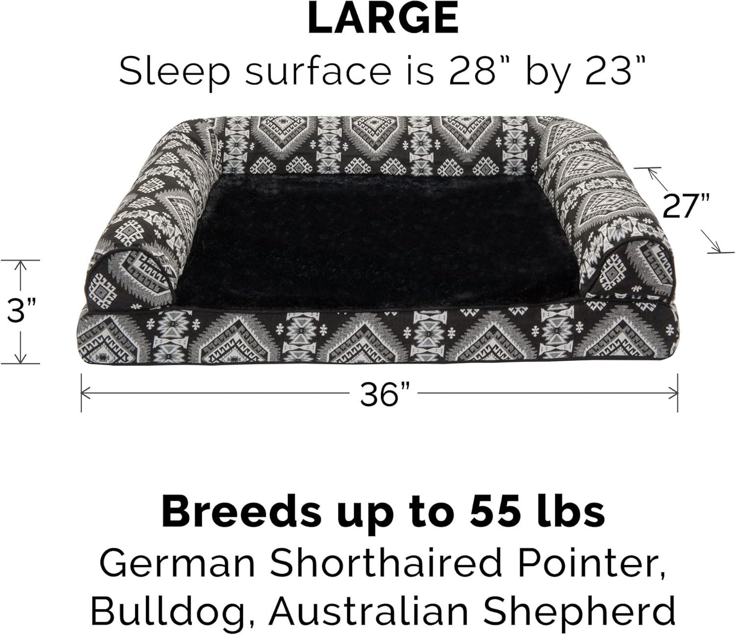 FurHaven Quilted Orthopedic Bolster Sofa Pet Bed
