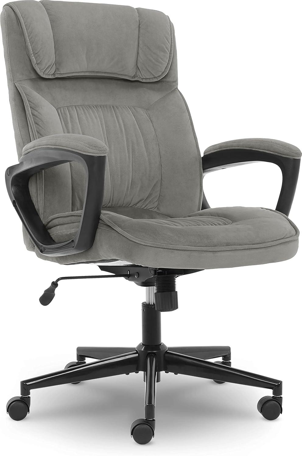 Gray Microfiber High Back Executive Office Chair with Fixed Arms