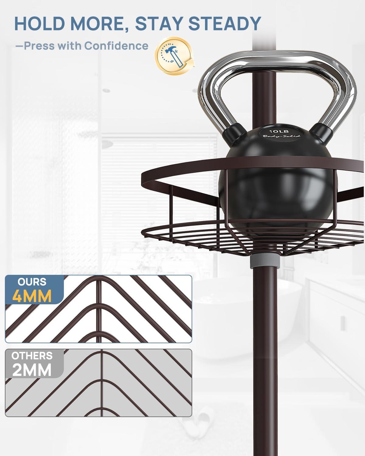 Bronze Tension Mount Shower Corner Caddy with 4 Baskets