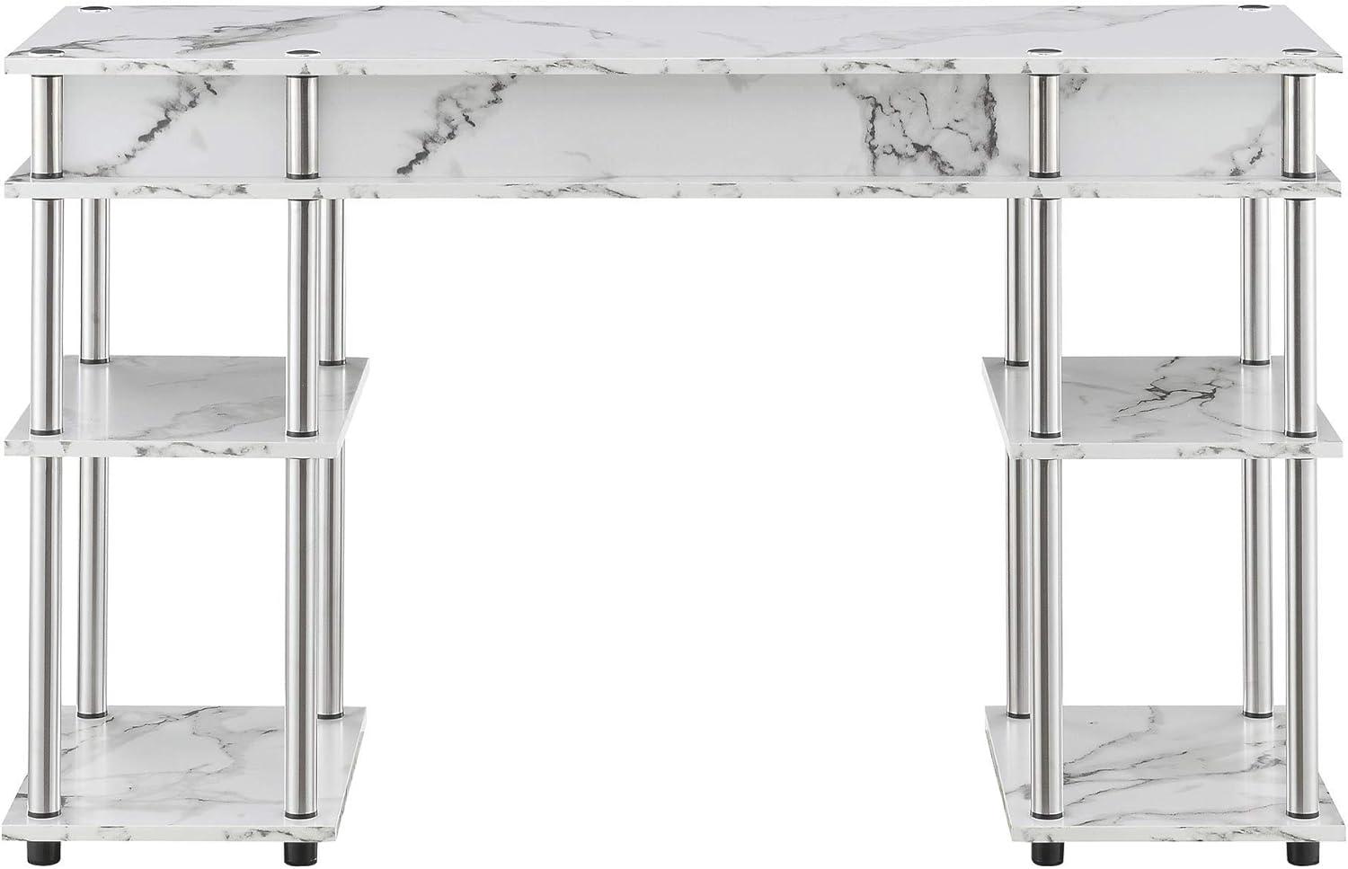 Convenience Concepts Designs2Go Student Desk with Shelves, White Faux Marble, All Ages - 30" Height