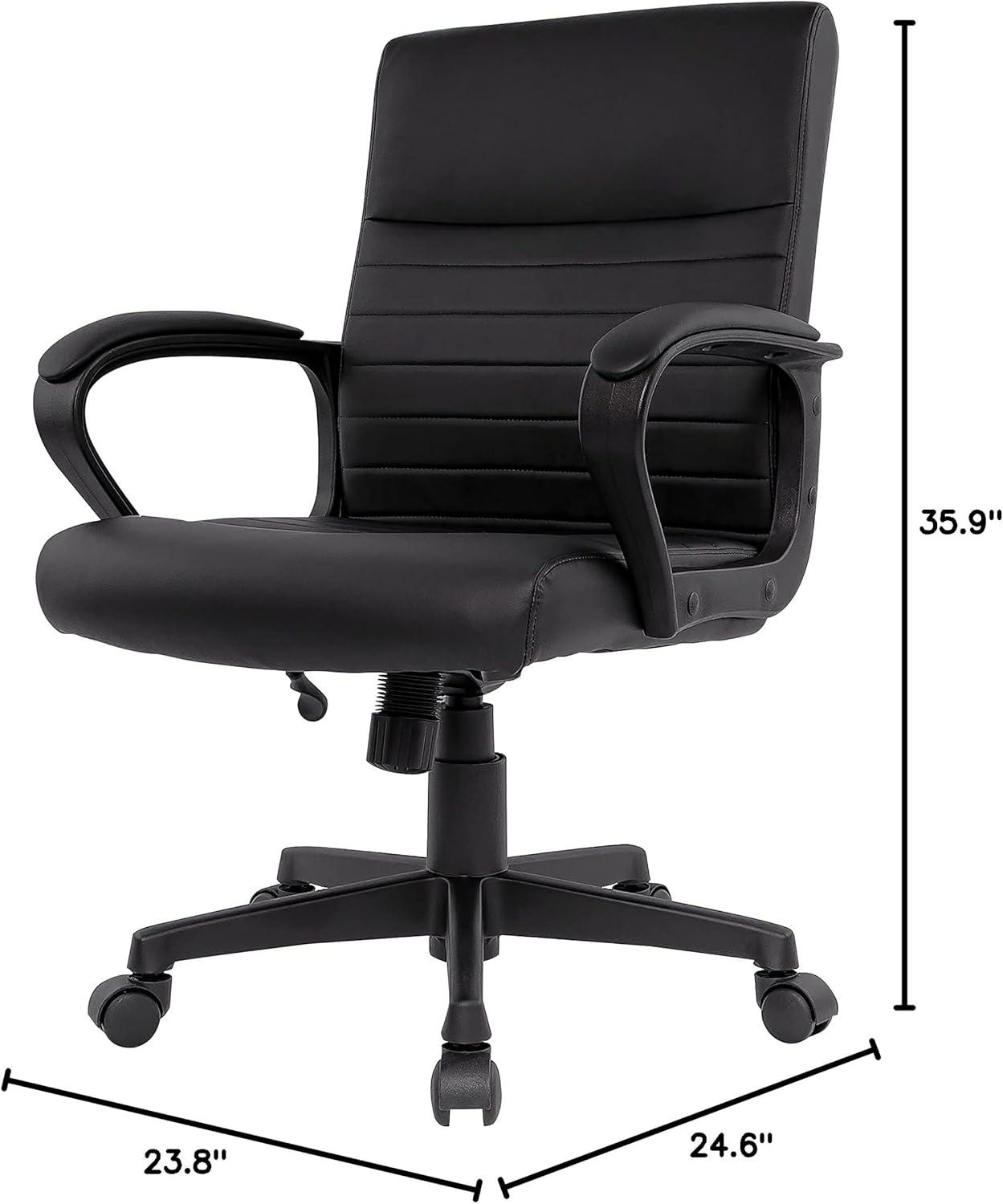 24396771 Leather Mid-Back Manager Chair, Black