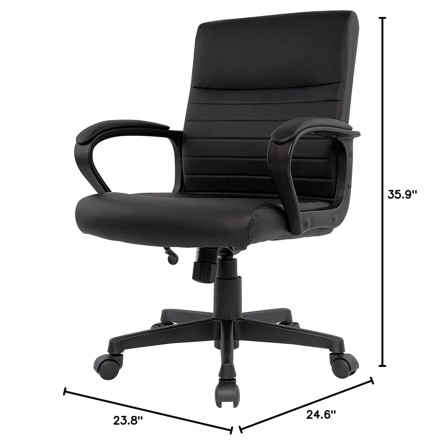 24396771 Leather Mid-Back Manager Chair, Black