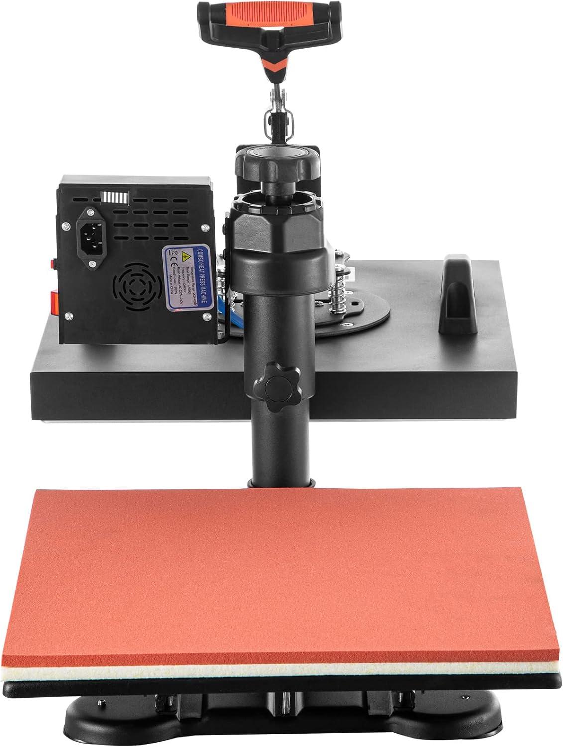 VEVOR Heat Press Machine - 6 in 1 Combo Heat Press Sublimation Machine for DIY T-Shirts/Hats/Mugs/Heat Transfer Projects, 15x15 Multifunction Swing Away Heat Press with 360° Rotation