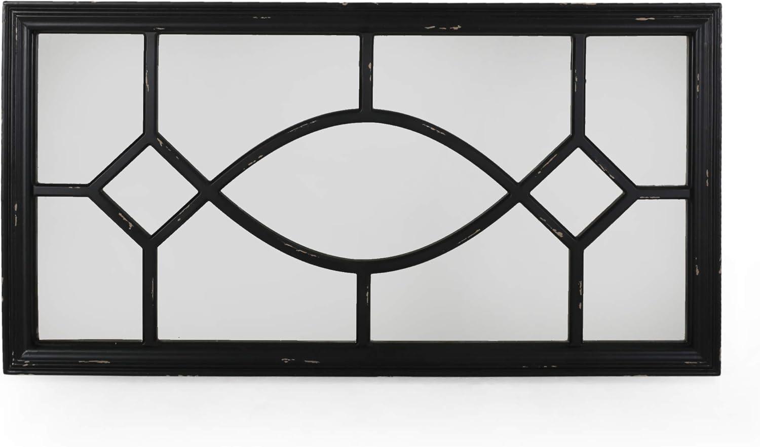 GDF Studio Amwiler Farmhouse Wooden Rectangular Mirror, Distressed Black