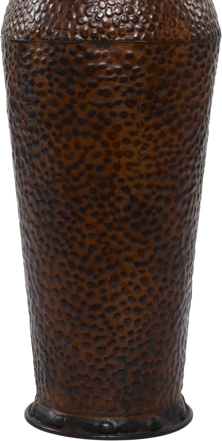 Tall Dark Brown Metal Floor Decorative Vase Set with Bubble Texture