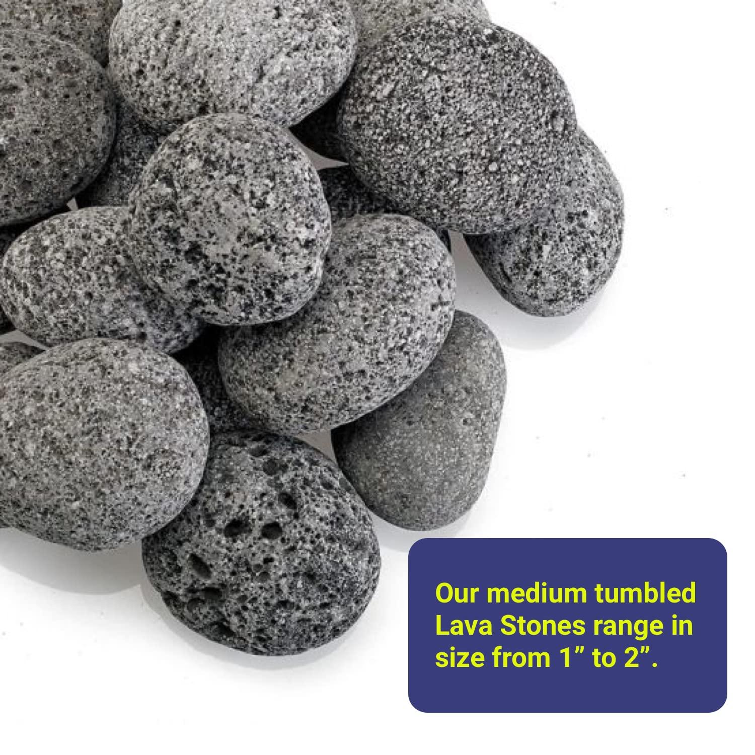 Medium Lava Stone (Tumbled) Gray / Black 1 in. - 2 in. 20 lbs. Bag