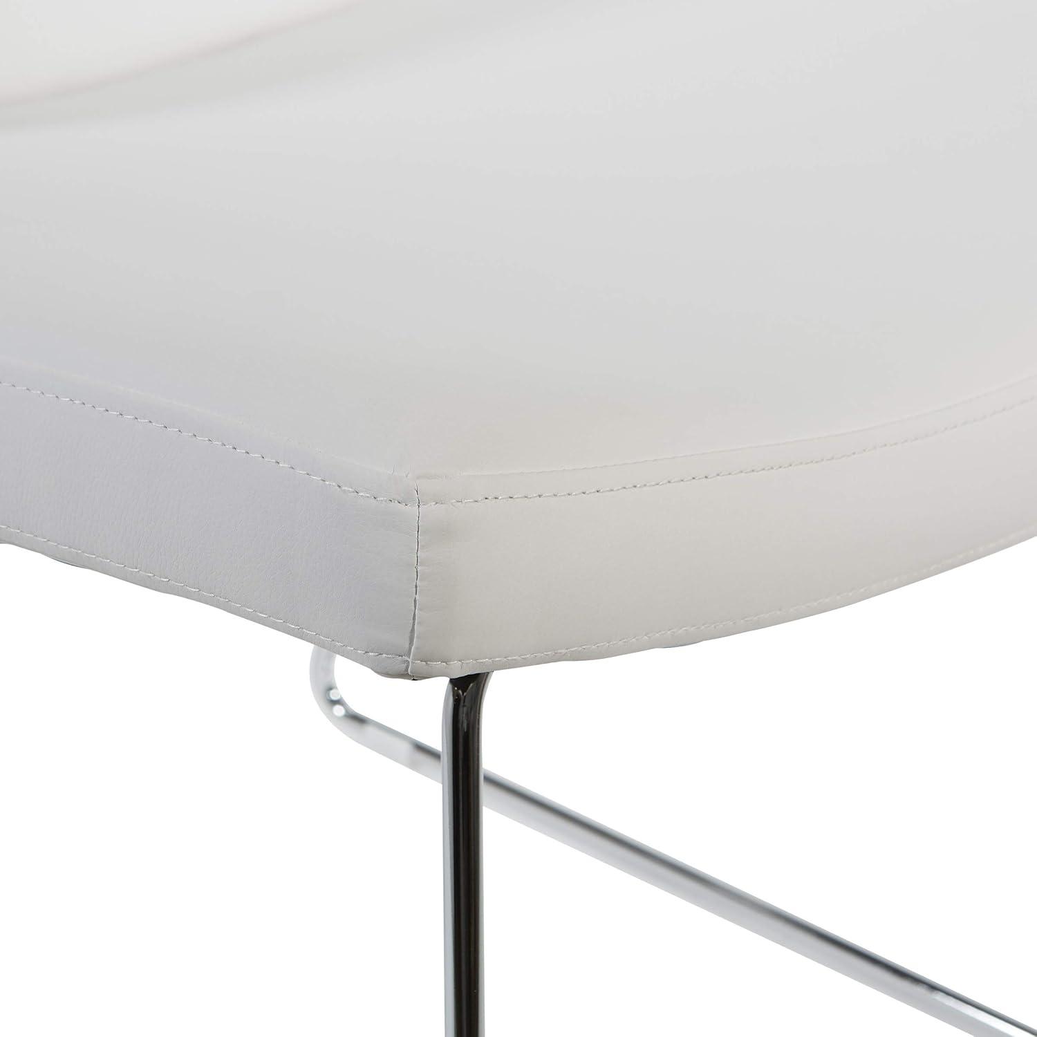 Thompson Chair in White Faux Leather with Chrome Sled Base