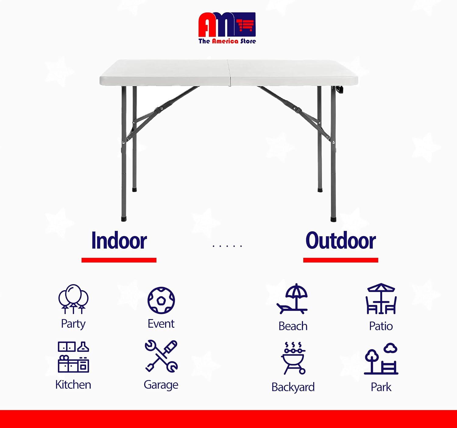 Best Choice Products Plastic Folding Table, Indoor Outdoor Heavy Duty Portable w/ Handle, Lock for Picnic