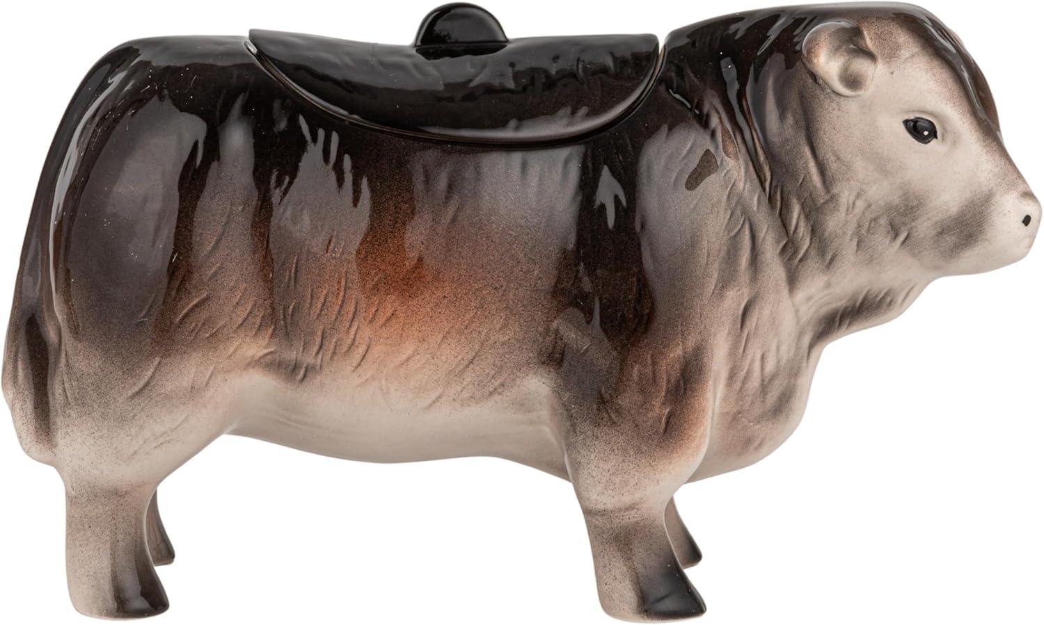 Storied Home 12.75" x 7" Vintage Ceramic Cow Shaped Cookie Jar Brown: Harvest Theme, Spot Clean Storage