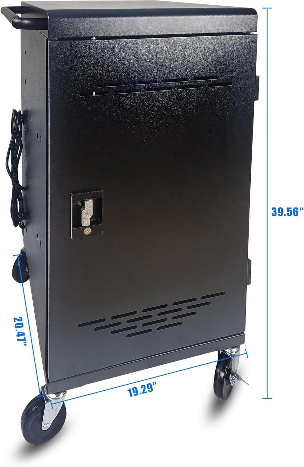 30 Unit Device Charging Station for Chromebook, iPad, 14'' Laptop - Charging Cart with Charger Cable Management, Circuit Breaker, Grounding Protection, Assembly Required