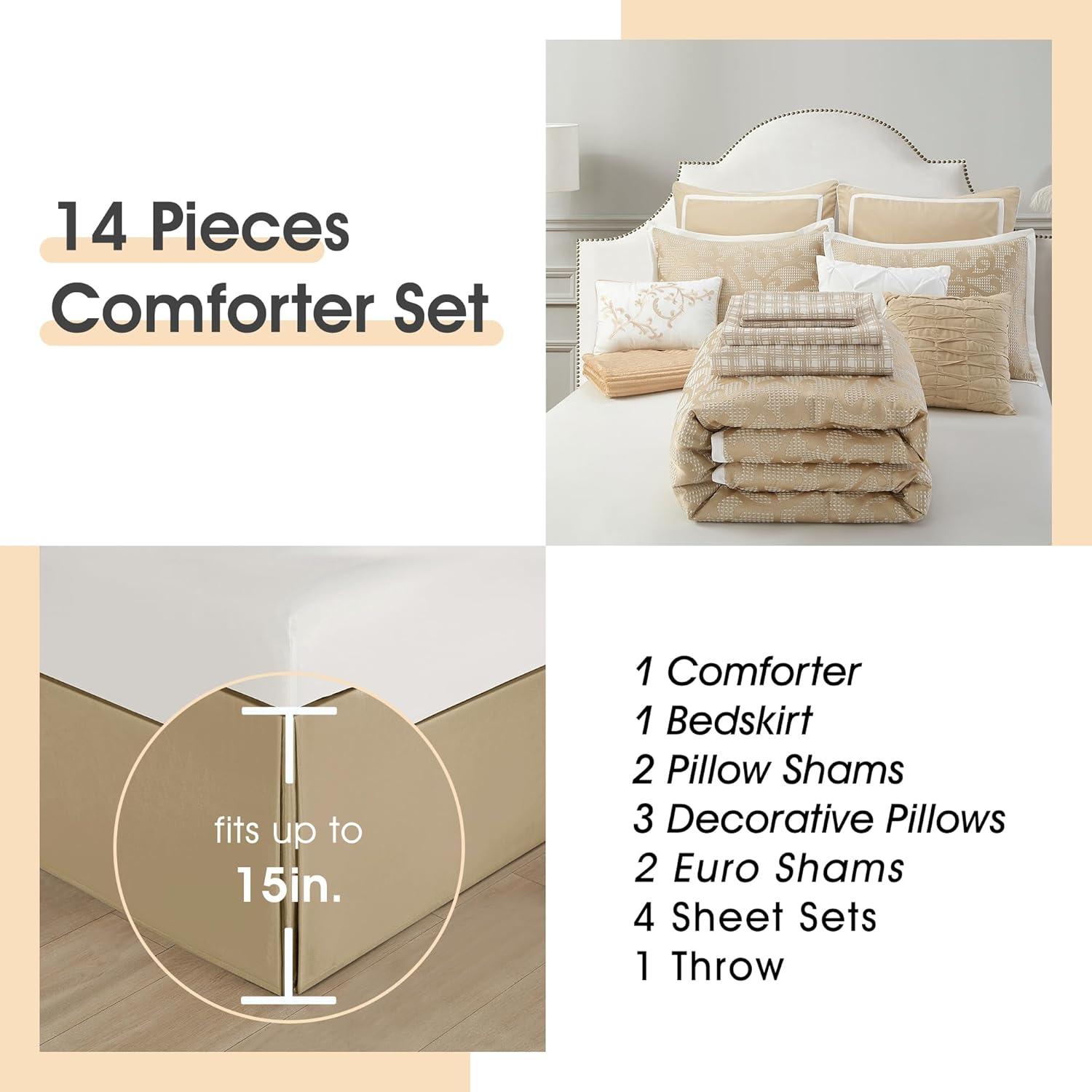 Nanshing America, Inc Janella 14 Piece Luxury Glam Comforter Set