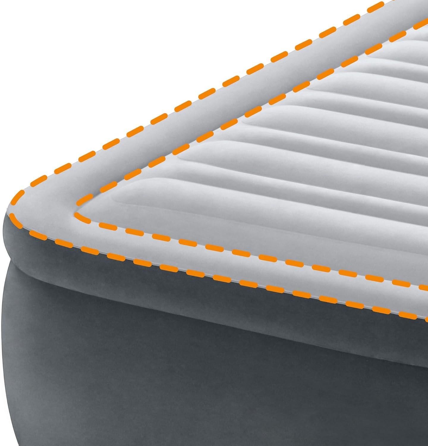 Intex Dura-Beam 18-Inch Deluxe Queen Sized Air Mattress Comforting Bed with Built-In Electric Pump and Ultra Plush Supportive Headboard (2 Pack)