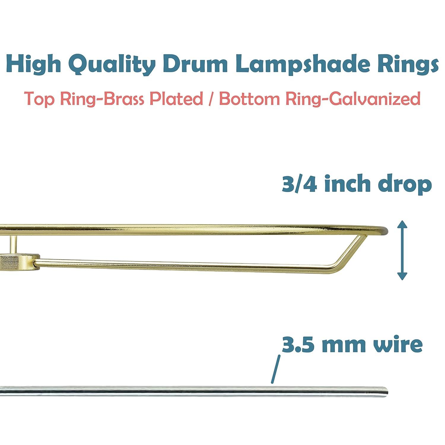 Aspen Creative 20102-11, Metal DIY Drum Lamp Shade Strong Ring, US Style Spider that Connects to Lamp Harp, Top Ring-Brass Plated/Bottom Ring-Galvanized, 10" Diameter Ring