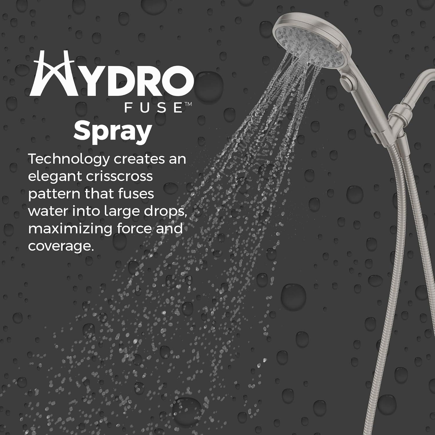 HydroFuse Brushed Nickel 6-Function Handheld Shower Head