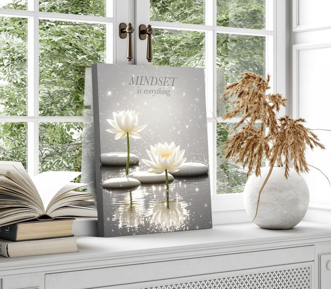 AXXPosters-Lotus Flower Wall Art Canvas Mindset Motivational Quotes Poster for Zen Office Wall Decor Spiritual Meditation Prints Artwork