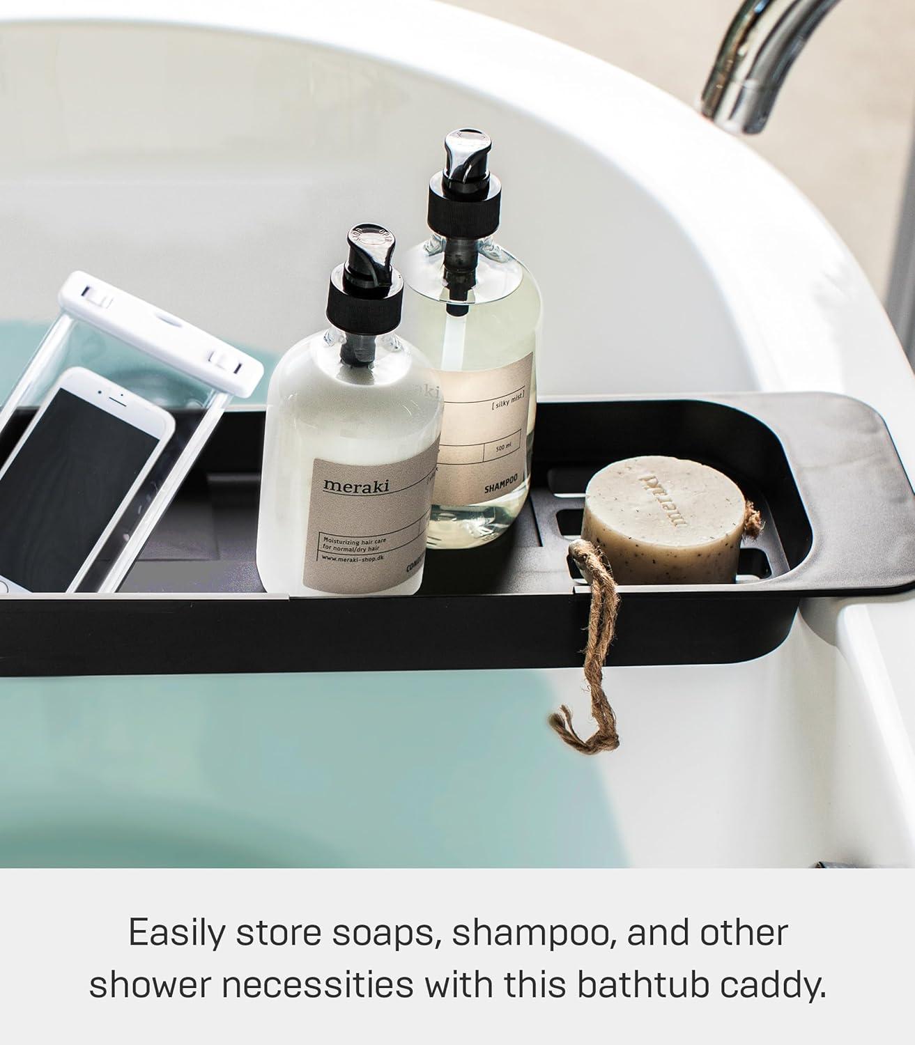Yamazaki Home Tower Yamazaki Home Expandable Bathtub Caddy - Bathroom Tray Table Holder, 1.77" Height