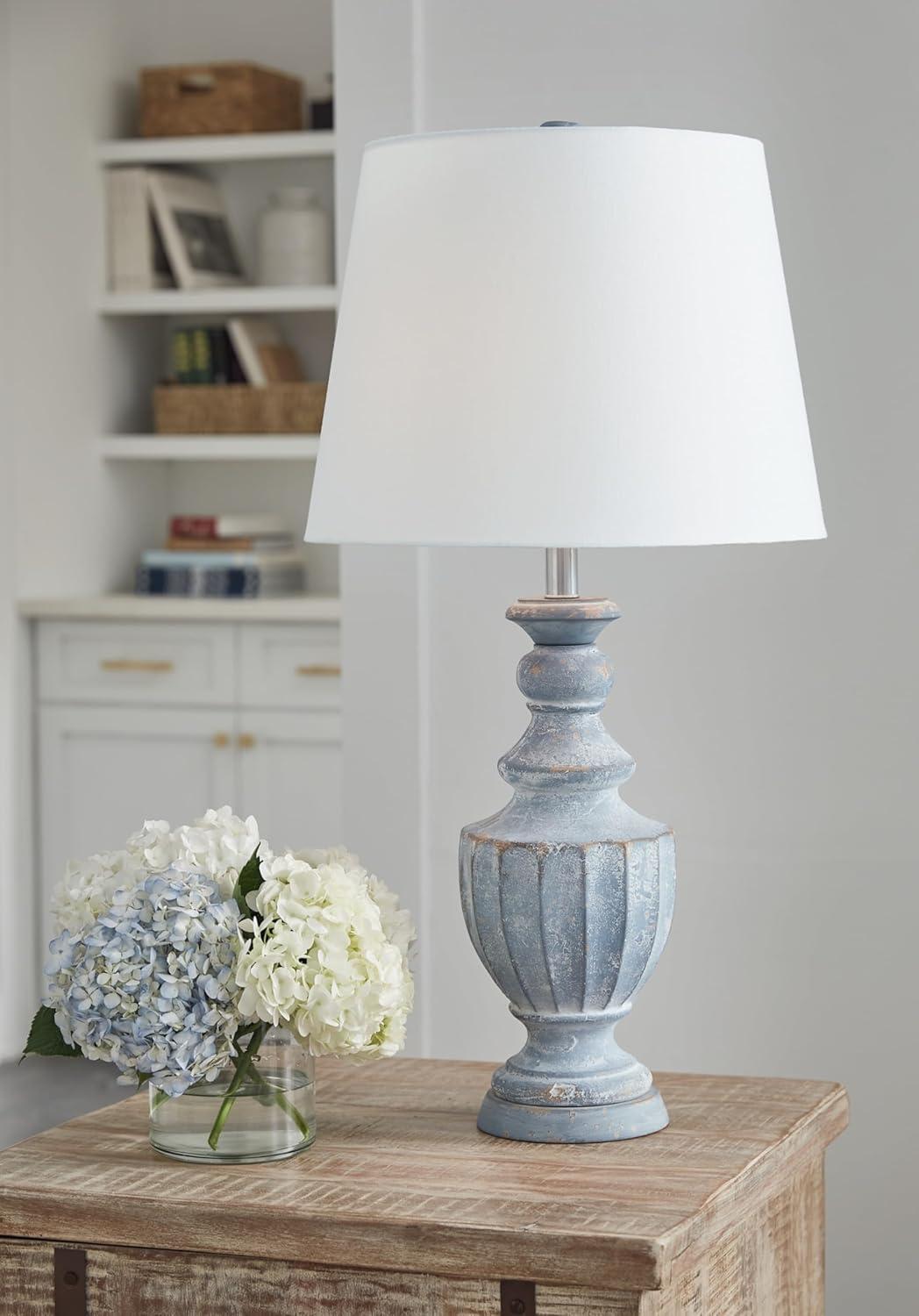 Signature Design by Ashley Cylerick Terracotta Table Lamp, Antique Blue