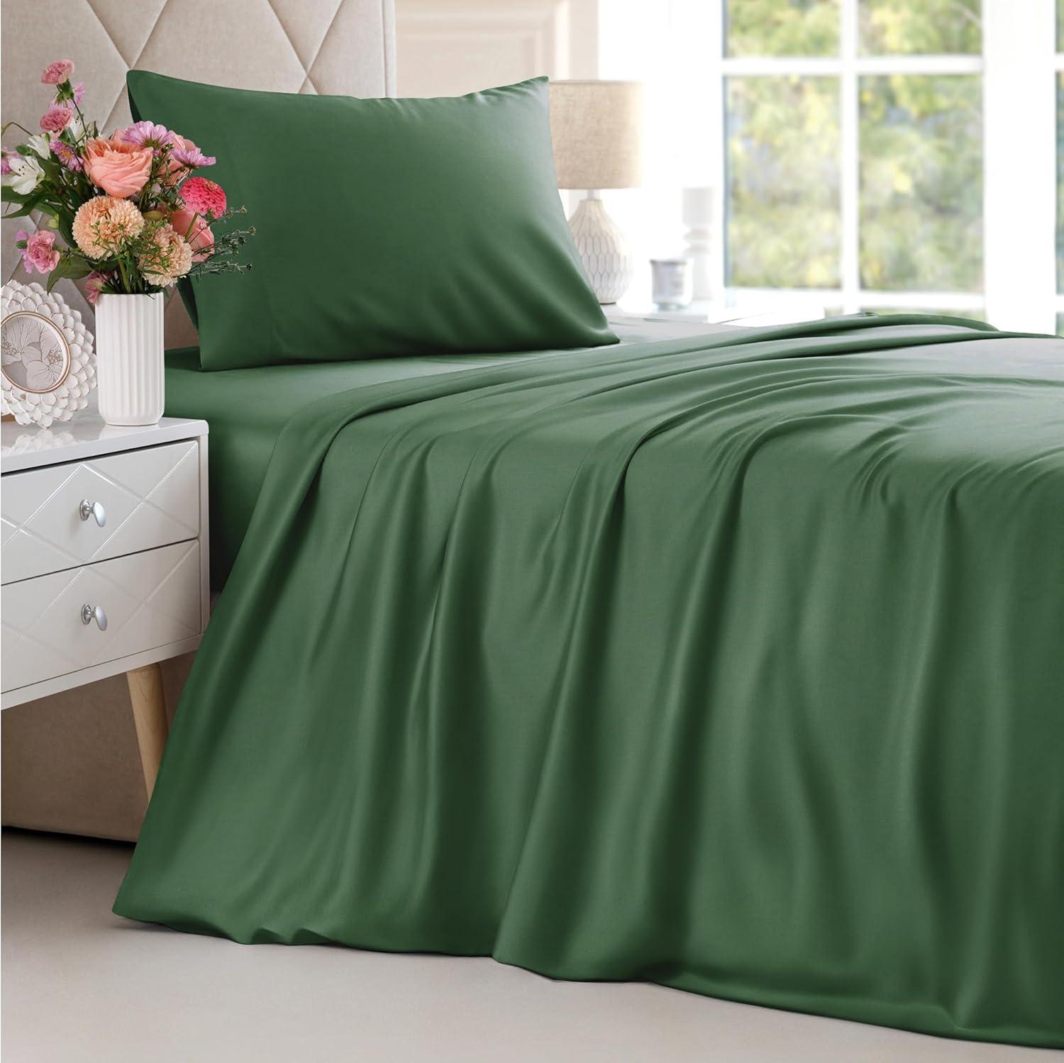 CGK Linens Premium Rayon From Bamboo 4 Piece Deep Pocket Ultra Soft & Cooling Sheet Set
