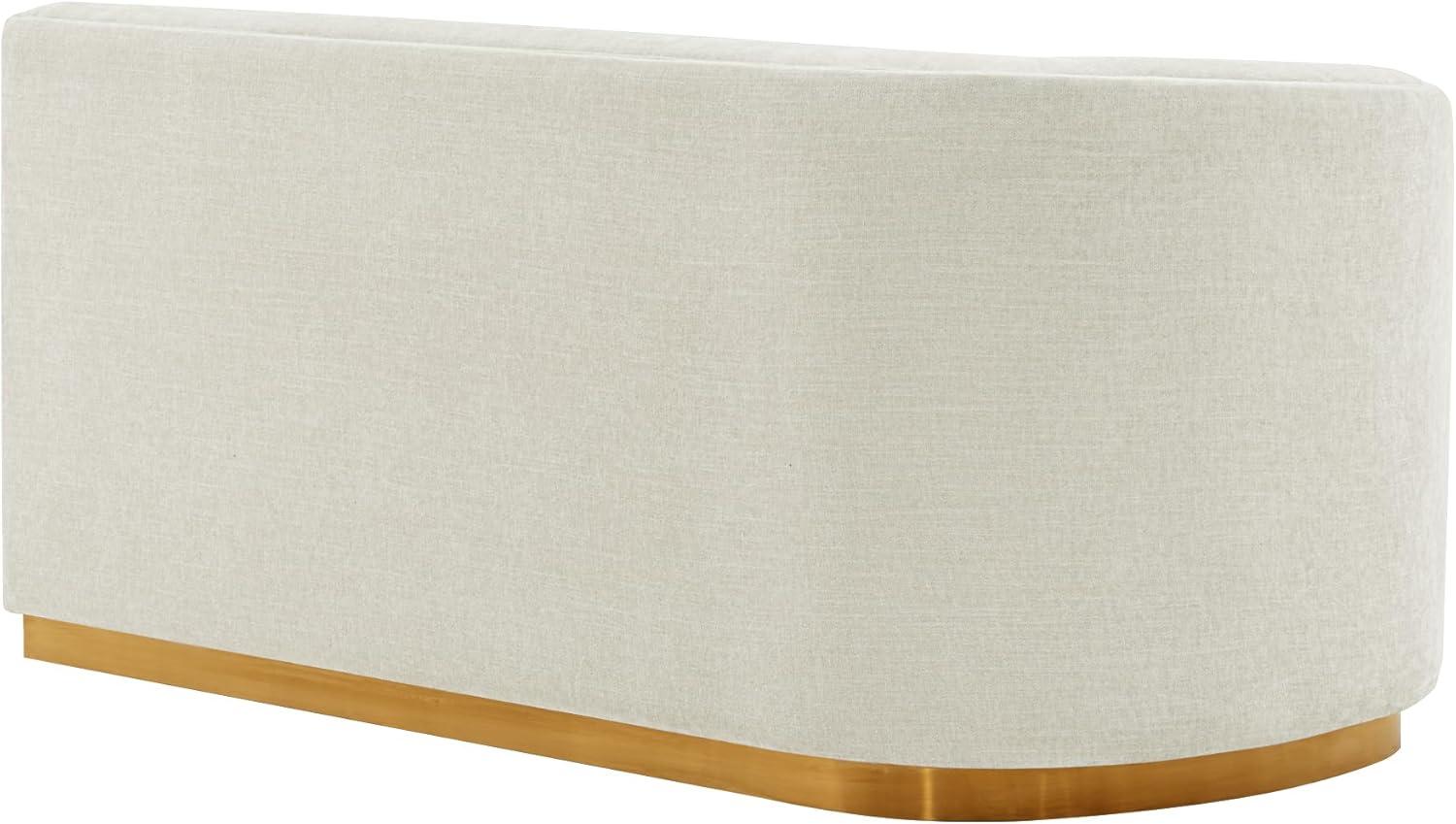 131.89" Daria Linen Upholstered Sofa Sectional with Pillows Ivory - Manhattan Comfort: Modern Modular, Pine Frame, Metal Legs